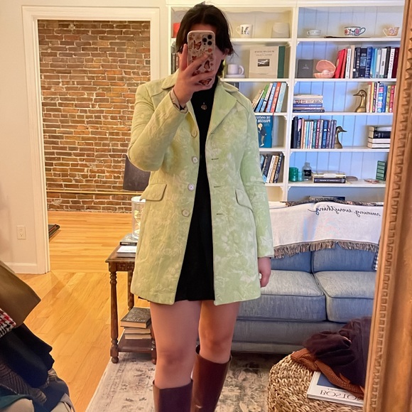 Ann Taylor Brocade Floral Jacket Coat Blazer Green Women's 10 - Picture 1 of 10
